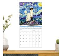 Calendrier 2027 motif chat 41,6 x 21,1 cm sur 12 mois avec couronne | Calendrier décoratif sur le thème des animaux pour la maison, le bureau, le salon, la chambre à coucher, l'étude,
