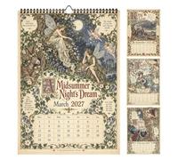 Calendrier 2027 Mural Shakespeare 12 Mois Illustrations | Calendrier Mural 2027 Shakespeare À , 12 Mois Illustrés Rétro Et Cases Journalières Pour S'