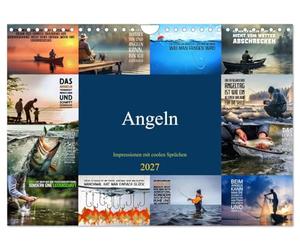 Calendrier 2027 · Pêche - Images accompagnées de citations sympas | La pêche, c'est mon moment · DIN A4 paysage · CALVENDO Calendrier mural