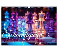 Calendrier 2027 · Pièces d'échecs en tenue décontractée | Quand les pièces d'échecs ne se prennent pas tout à fait au sérieux · DIN A3 paysage · CALVENDO Calendrier mural