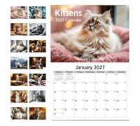 Calendrier 2027 Planificateur De Bureau Mensuel À Suspendre 12 Mois | Calendrier Mensuel Épais Pour Bureau École Maison Lecture Étude Tâche Exercice Sport Vacances Fête Anniversaire Chat