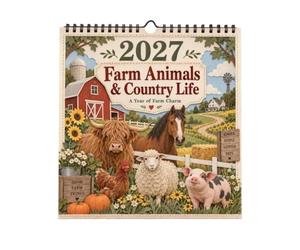 Calendrier 2027 style fermier Planificateur Gestion Emploi du Temps | Calendrier Mural Mensuel 2027 Thème Ferme Pour Salle De ortoir Chambre Bureau Étudiants Adolescents