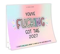 Calendrier 2027 Sweary - A4 s'ouvre au calendrier mural A3 - Citations | 12 citations drôles de Sweary - Papier de soie de qualité supérieure 170 g/m² - Jours fériés britanniques - Cadeau fantaisie