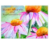 Calendrier 2027 · US Version · Aquarelles de fleurs | Les fleurs m'inspirent tout simplement à peindre grâce à leur splendeur colorée · DIN A3 paysage · CALVENDO Calendrier mural