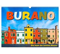 Calendrier 2027 · US Version · Burano - L'île aux maisons colorées | La petite île du lagon de Venise en images hautes en couleur · DIN A3 paysage · CALVENDO Calendrier mural