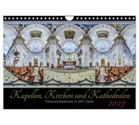 Calendrier 2027 · US Version · Chapelles, églises et cathédrales 2027 | Des panoramas spectaculaires d'églises en 360 · DIN A4 paysage · CALVENDO Calendrier mural