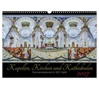 Calendrier 2027 · US Version · Chapelles, églises et cathédrales 2027 | Des panoramas spectaculaires d'églises en 360 · DIN A3 paysage · CALVENDO Calendrier mural