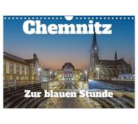 Calendrier 2027 · US Version · Chemnitz à l'heure bleue | Vues de la ville de Chemnitz à l'heure bleue · DIN A4 paysage · CALVENDO Calendrier mural