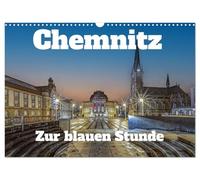 Calendrier 2027 · US Version · Chemnitz à l'heure bleue | Vues de la ville de Chemnitz à l'heure bleue · DIN A3 paysage · CALVENDO Calendrier mural