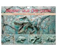 Calendrier 2027 · US Version · Créatures de l'époque préhistorique | Des images en relief fascinantes · générées par l'IA · DIN A4 paysage · CALVENDO Calendrier mural