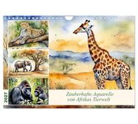 Calendrier 2027 · US Version · De ravissantes aquarelles représentant la | faune africaine · Œuvres d'art issues de l'intelligence artificielle · DIN A4 paysage · CALVENDO Calendrier mural
