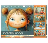 Calendrier 2027 · US Version · Des enfants joyeux. D'adorables écolières | dans un style de peinture à l'huile · Des scènes de la vie quotidienne joyeuses… · DIN A4 paysage · CALVENDO Calendrier mural