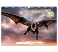 Calendrier 2027 · US Version · Expéditions de dinosaures grâce à l'IA | douze mois au pays des dinosaures · Les dinosaures · images de ces créatures… · DIN A3 paysage · CALVENDO Calendrier mural