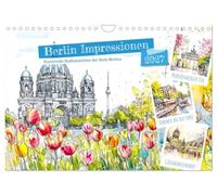 Calendrier 2027 · US Version · Impressions de Berlin - Des vues artistiques | de la ville qui capturent l'âme de Berlin · Scènes à l'aquarelle générées par… · DIN A4 paysage · CALVENDO Calendrier mural