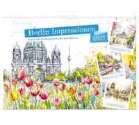 Calendrier 2027 · US Version · Impressions de Berlin - Des vues artistiques | de la ville qui capturent l'âme de Berlin · Scènes à l'aquarelle générées par… · DIN A3 paysage · CALVENDO Calendrier mural