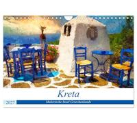 Calendrier 2027 · US Version · La Crète, une île pittoresque de Grèce | Visite de l'île grecque de Crète, peinte à l'acrylique · DIN A4 paysage · CALVENDO Calendrier mural