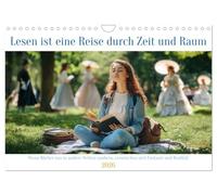 Calendrier 2027 · US Version · La lecture est un voyage à travers le temps | et l'espace · Quand les pensées prennent forme au fil de la lecture · DIN A4 paysage · CALVENDO Calendrier mural