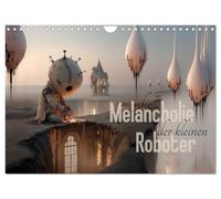 Calendrier 2027 · US Version · La mélancolie des petits robots | Sandy rêve dans des lieux déserts · DIN A4 paysage · CALVENDO Calendrier mural