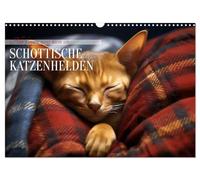 Calendrier 2027 · US Version · Les chats héros écossais | Monstres marins, prenez garde · DIN A3 paysage · CALVENDO Calendrier mural