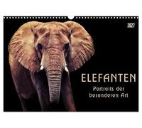 Calendrier 2027 · US Version · Les éléphants : des portraits d'un genre | particulier · De magnifiques portraits des géants gris · réalisés en peinture… · DIN A3 paysage · CALVENDO Calendrier mural