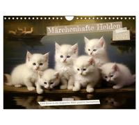 Calendrier 2027 · US Version · Les héros des contes de fées | Un voyage dans l'univers magique de nos chats · Il y a un petit air d'aventure… · DIN A4 paysage · CALVENDO Calendrier mural