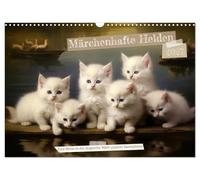 Calendrier 2027 · US Version · Les héros des contes de fées | Un voyage dans l'univers magique de nos chats · Il y a un petit air d'aventure… · DIN A3 paysage · CALVENDO Calendrier mural
