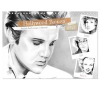 Calendrier 2027 · US Version · Les icônes d'Hollywood au crayon | Une année avec les légendes : portraits au crayon d'icônes d'antan · DIN A4 paysage · CALVENDO Calendrier mural