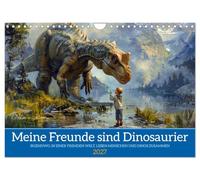 Calendrier 2027 · US Version · Mes amis sont des dinosaures | Un monde où les humains et les dinosaures cohabitent · DIN A4 paysage · CALVENDO Calendrier mural