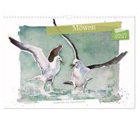 Calendrier 2027 · US Version · Mouettes - Aquarelles de Julia Pasinski | Douze motifs représentant des mouettes vous accompagnent tout au long de l'année · DIN A3 paysage · CALVENDO Calendrier mural