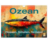 Calendrier 2027 · US Version · Océan - nageoires, coquillages, tentacules | Des créatures marines fascinantes aux couleurs vives · DIN A4 paysage · CALVENDO Calendrier mural