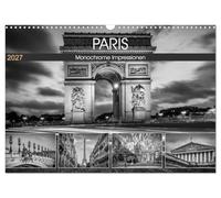 Calendrier 2027 · US Version · PARIS : impressions monochromes | Charme français et histoire · DIN A3 paysage · CALVENDO Calendrier mural