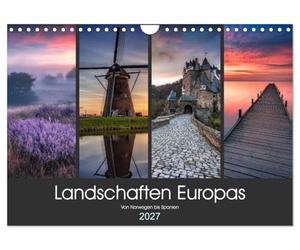 Calendrier 2027 · US Version · Paysages d'Europe | Photos de 12 lieux à couper le souffle en Europe · DIN A4 paysage · CALVENDO Calendrier mural