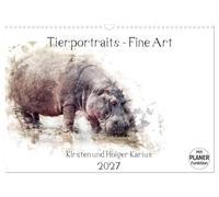 Calendrier 2027 · US Version · Portraits d'animaux - Art plastique | Douze portraits d'animaux d'art sélectionnés, rassemblés dans un calendrier · DIN A3 paysage · CALVENDO Calendrier mural