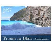 Calendrier 2027 · US Version · Rêve en bleu - lieux de nostalgie | 12 photos qui vous donnent envie de partir en vacances · DIN A3 paysage · CALVENDO Calendrier mural