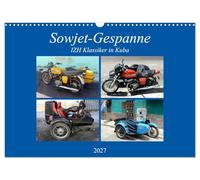 Calendrier 2027 · US Version · Side-car soviétique - IZH Classic à Cuba | Motos avec side-car de la marque IZH, originaires de l'URSS · DIN A3 paysage · CALVENDO Calendrier mural