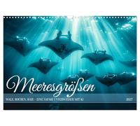 Calendrier 2027 · US Version · Tailles des maillots de bain | Les géants des mers : les baleines, les raies et les requins · DIN A3 paysage · CALVENDO Calendrier mural