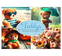 Calendrier 2027 · US Version · Teddys - Le périple annuel des oursons dotés | d'IA · Des peluches conçues par l'IA partent à la découverte du monde · DIN A4 paysage · CALVENDO Calendrier mural