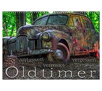 Calendrier 2027 · US Version · Vétérans - abandonnés, rouillés, oubliés | Photos de voitures de collection des années '50 environ, en stationnement · DIN A3 paysage · CALVENDO Calendrier mural