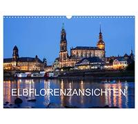 Calendrier 2027 · US Version · Vues de Florence depuis l'Elbe | Photos de nuit en couleur prises à Dresde · DIN A3 paysage · CALVENDO Calendrier mural