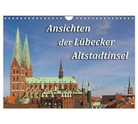 Calendrier 2027 · US Version · Vues de l'île de la vieille ville de Lübeck | Les sites remarquables de la vieille ville de Lübeck · DIN A4 paysage · CALVENDO Calendrier mural