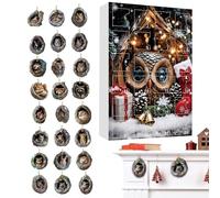Calendrier 2D Acrylique Animal Advnt - 24 Day Ornament Set, Christmas Tree Hole Countdown Decoration | Fun Holiday Pendant Collection, Creative Festive Display with Decorative Hanging for Kids Boys