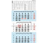 calendrier 3 mois bleu 2025 - 33x45 - avec en-tête - curseur de date - 958-0015
