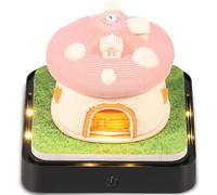 Calendrier 3D 2025 à arracher - 365 jours - Calendrier de bureau avec lumières et socle - Utilisez des sculptures en papier d'art - Calendrier Time Piece pour Noël (Champignon rose)