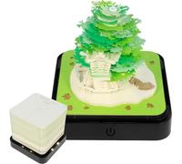 Calendrier 3D 2025 à arracher - Calendrier de bureau 365 jours avec lumières et socle - Utilisez des sculptures en papier d'art - Calendrier Time Piece pour Noël (Arbres verts)