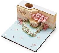 Calendrier 3D 2025 - Île aux fleurs de pêcher, 3D Memo Pad Artsy Pads Calendrier météo 2025, livre de notes déchiré à la main papier sculpture modèle ornements créatifs Peach Blossom Island
