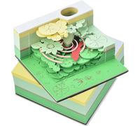 Calendrier 3D 2025 - Île aux fleurs de pêcher - Bloc-notes 3D - Calendrier 2025 - Carnet de notes déchiré à la main - Sculpture en papier - Ornements créatifs - Koi
