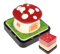 Calendrier 3D 2026 à arracher - 365 jours - Calendrier de bureau avec lumières et socle - Utilisez des sculptures en papier d'art - Time Piece pour Noël (Champignon rouge)