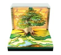 Calendrier 3D 2026 avec calendrier hebdomadaire en anglais, calendrier 2026 avec lumière - 219 pages avec sculpture en papier dans un étui en acrylique, 8,4 x 8,4 x 6,9 cm, décoration de bureau