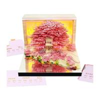 Calendrier 3D 2026 avec calendrier hebdomadaire en anglais, calendrier 2026 avec lumière - 219 pages avec sculpture en papier dans un étui en acrylique, 8,4 x 8,4 x 6,9 cm, décoration de bureau