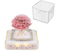 Calendrier 3D 2026 - Bloc-notes 3D avec lumière - Calendrier 3D à déchirer - Sculptures créatives en papier d'art - Calendrier de table de Noël pour le bureau et la maison (Sakura)